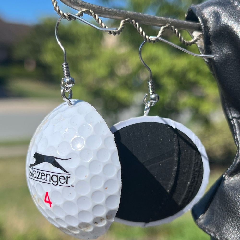Golf ball earrings